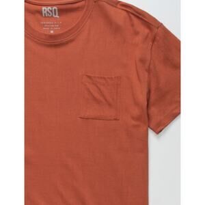 NWT RSQ Tillys Solid Men Mahogany Pocket Tee Crew Neck Orange‎ Cotton Causal